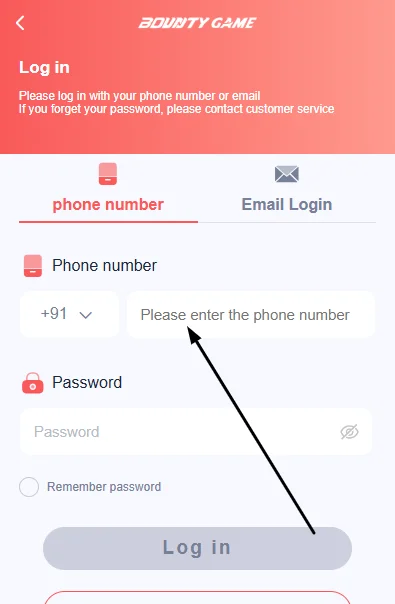 Enter your registered mobile number